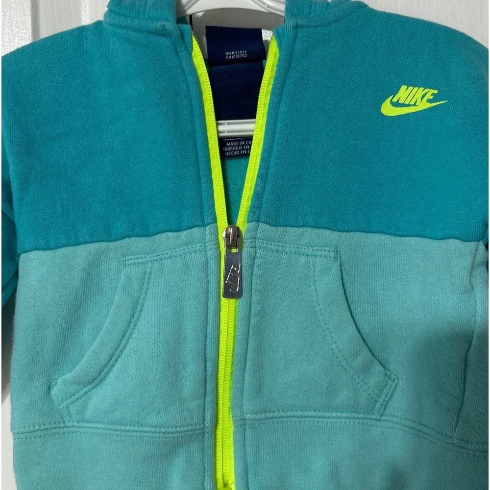 Nike Toddler Girls 24‎ Month Teal Mint Color Block Zip Up Hoodie Jacket